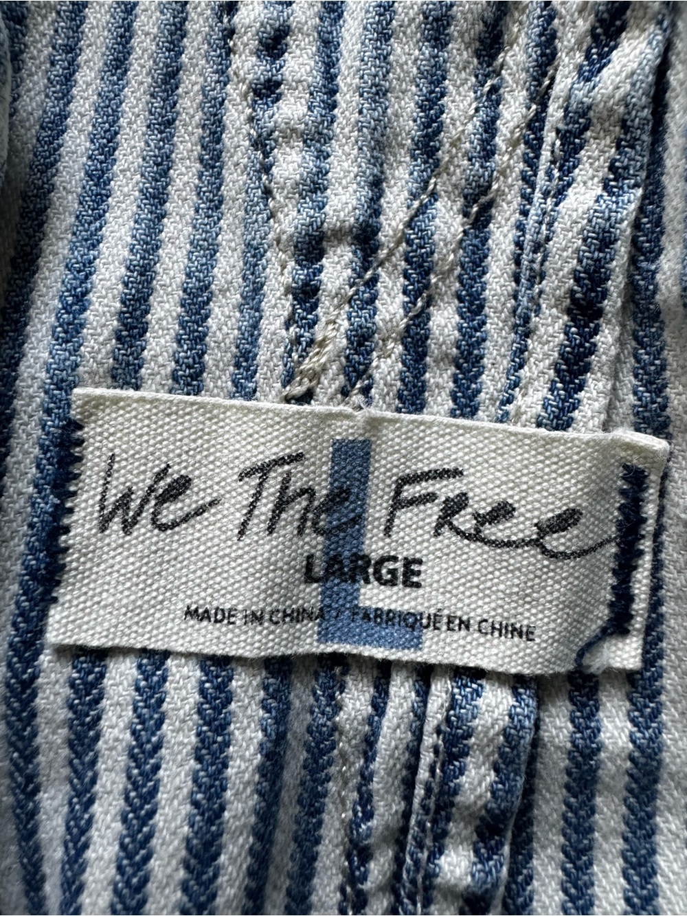 Free People We The Free Good Luck Striped Cotton Overalls - Picture 9 of 9